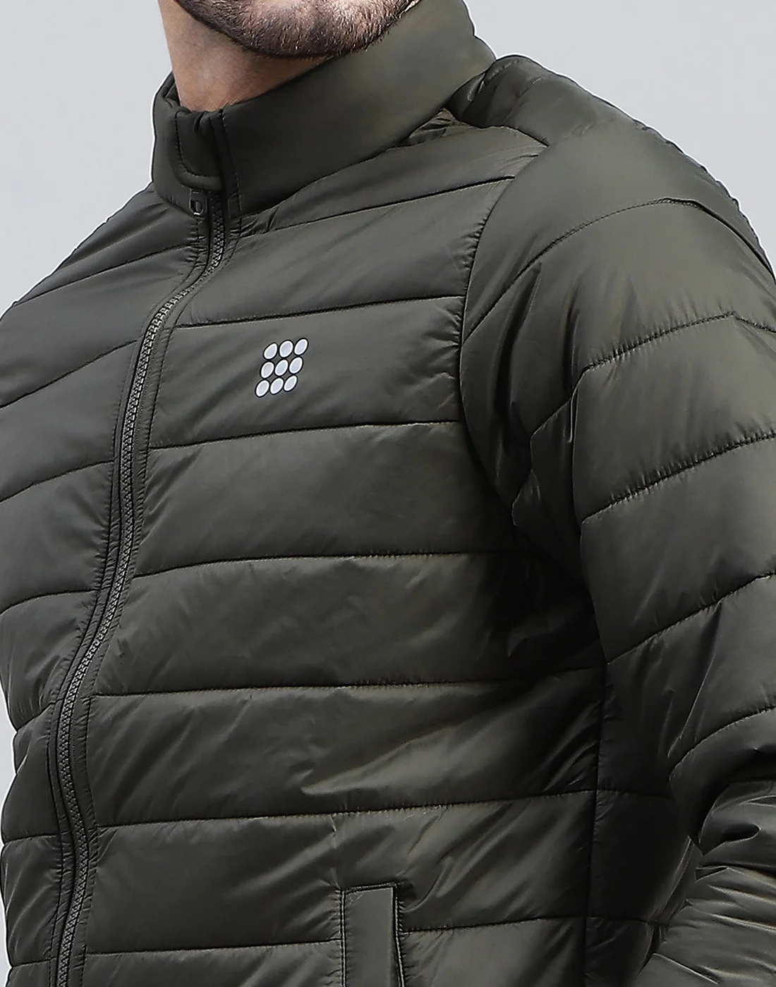 Rock.it Men Olive Solid Band Collar Full Sleeve Jacket - Image 8
