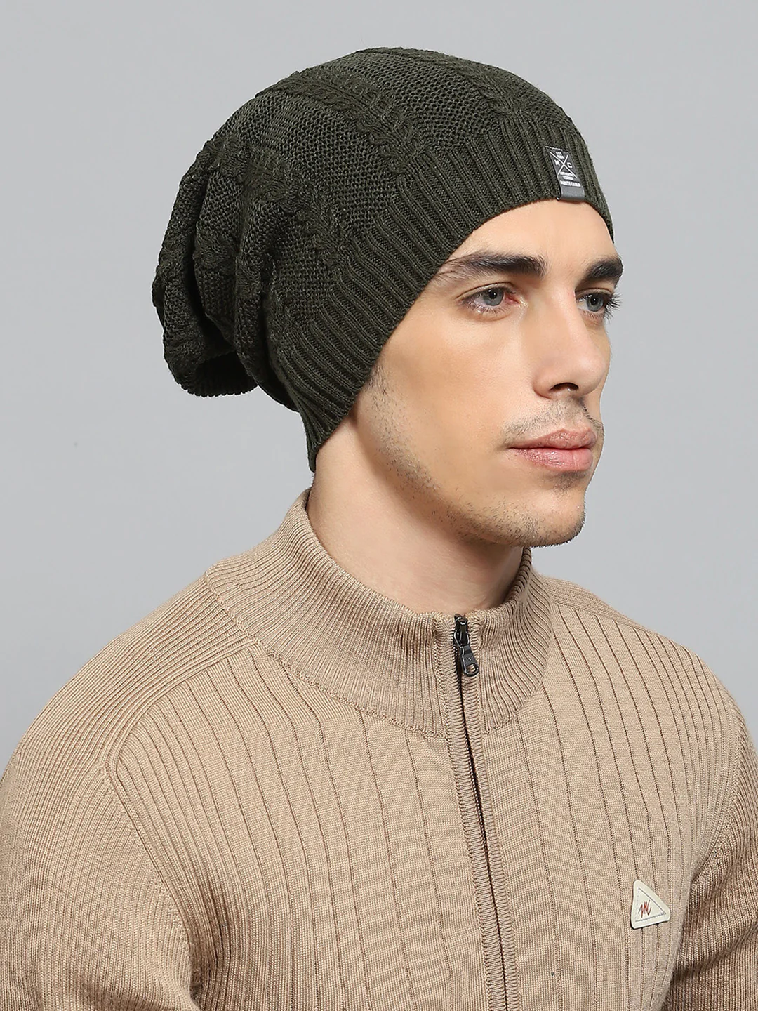 Men Olive Solid Cap - Image 4