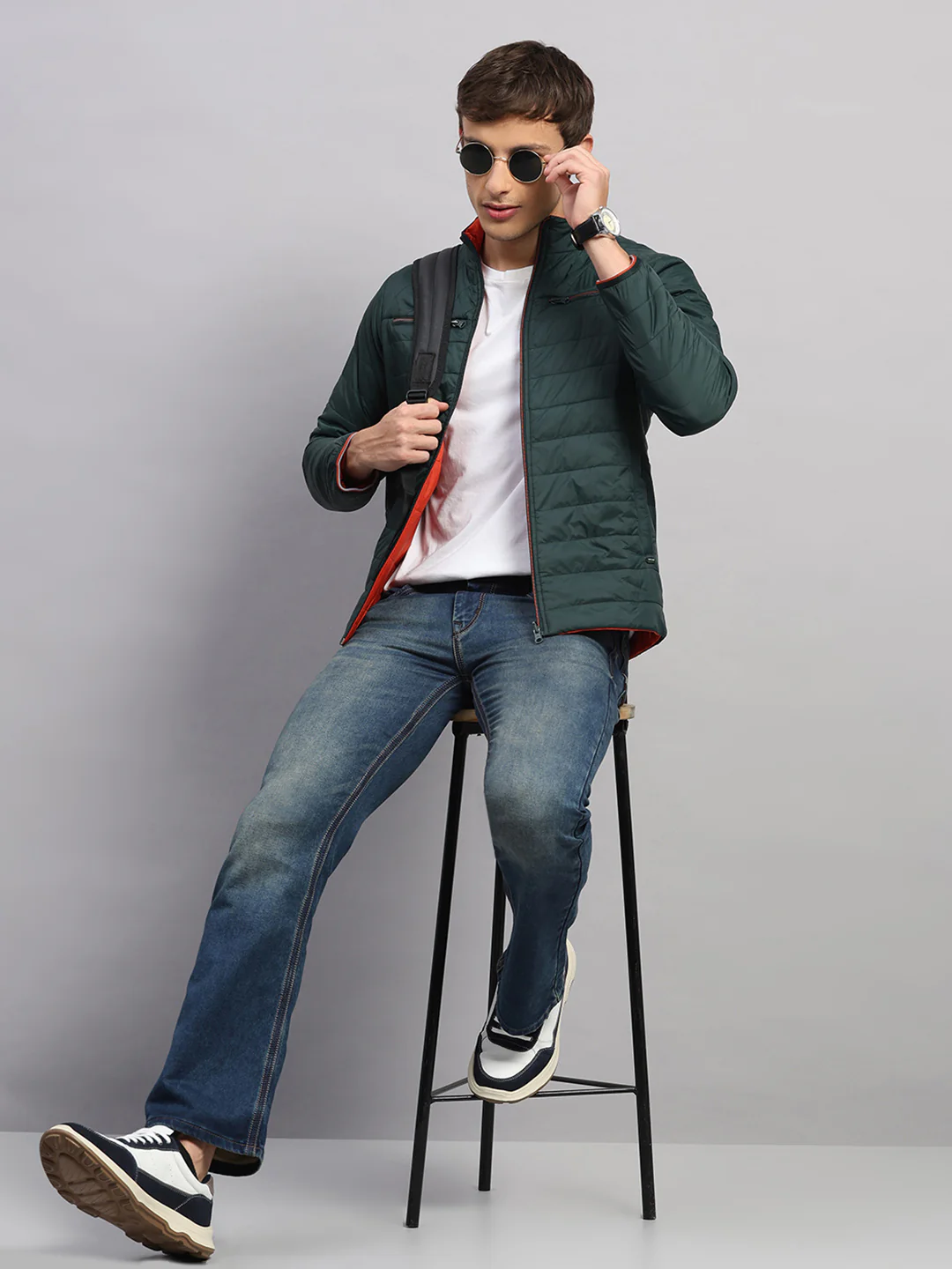 Men Olive Solid Collar Full Sleeve Jacket - Image 2