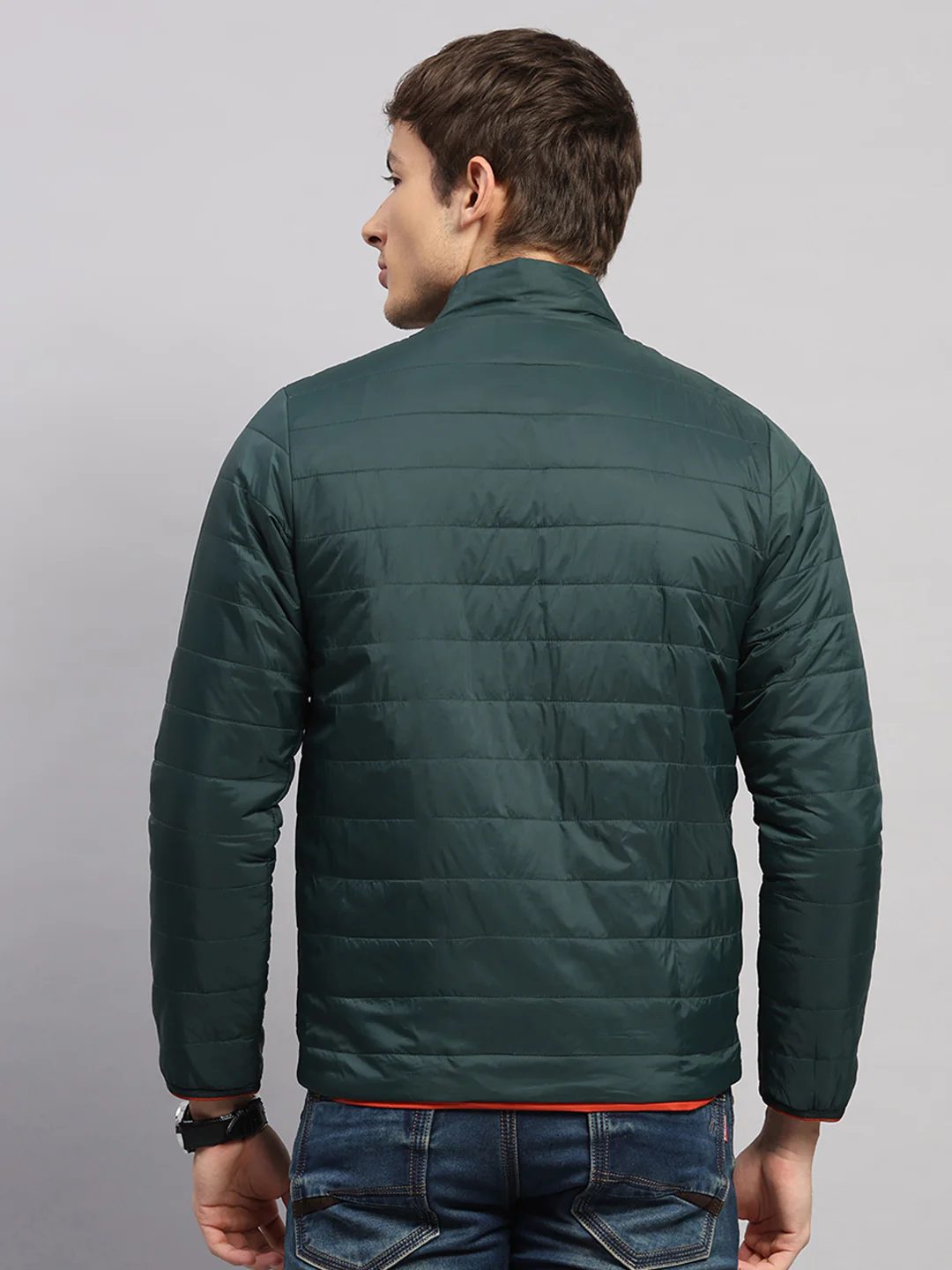 Men Olive Solid Collar Full Sleeve Jacket - Image 5