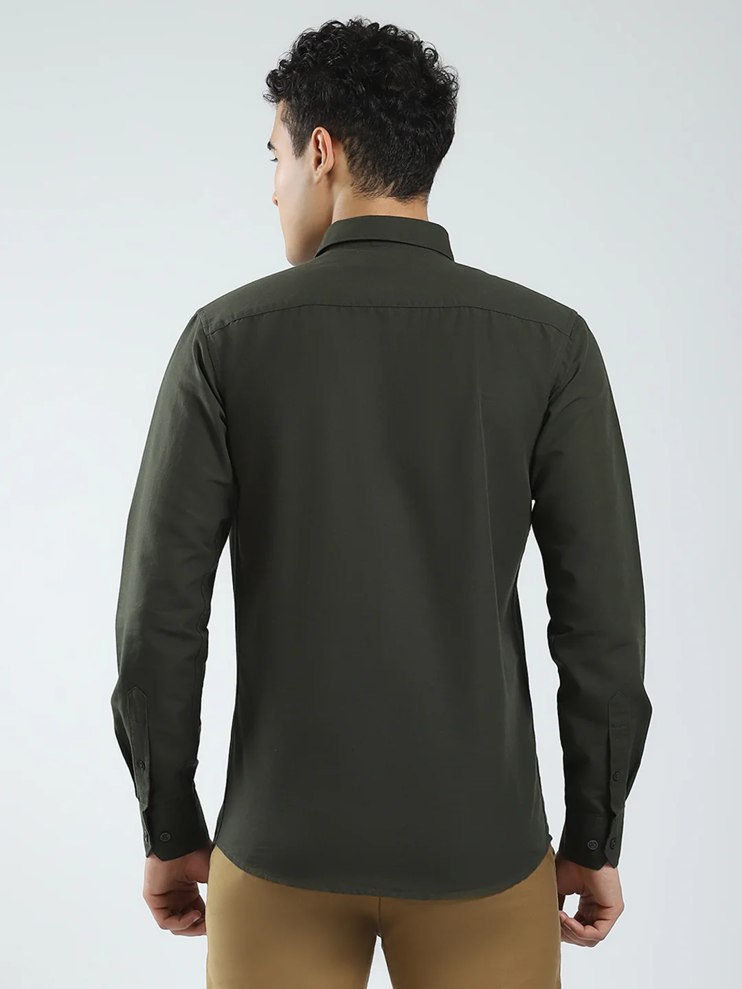 Rock.it Men Olive Solid Collar Full Sleeve Shirt - Image 5