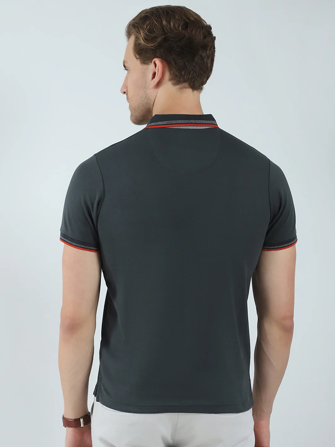 Men Olive Solid Collar Half Sleeve T-Shirt - Image 5