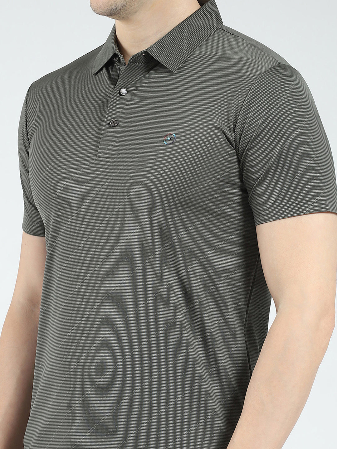 Men Olive Solid Collar Half Sleeve T-Shirt - Image 6