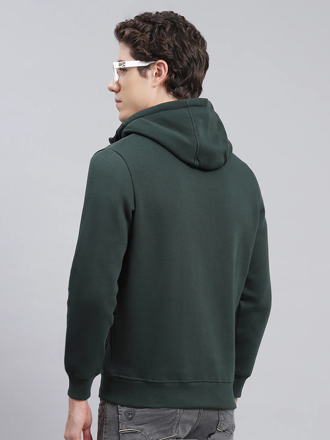 Men Olive Solid Cotton Blend Sweatshirt - Image 5