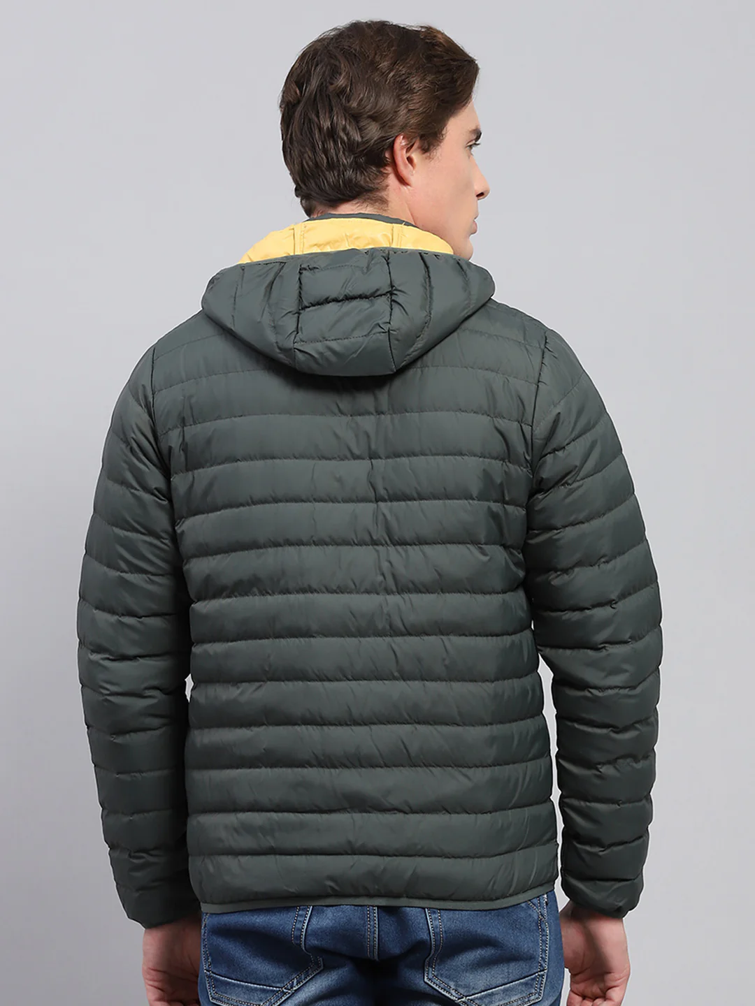 Men Olive Solid Detachable Hood Full Sleeve Jacket - Image 5