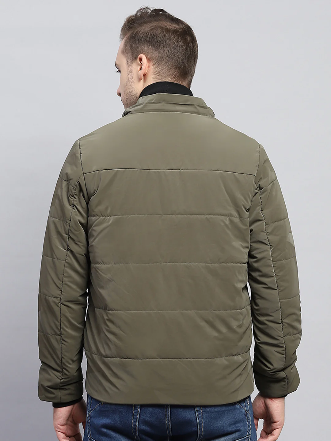 Men Olive Solid Detachable Hood Full Sleeve Jacket - Image 6