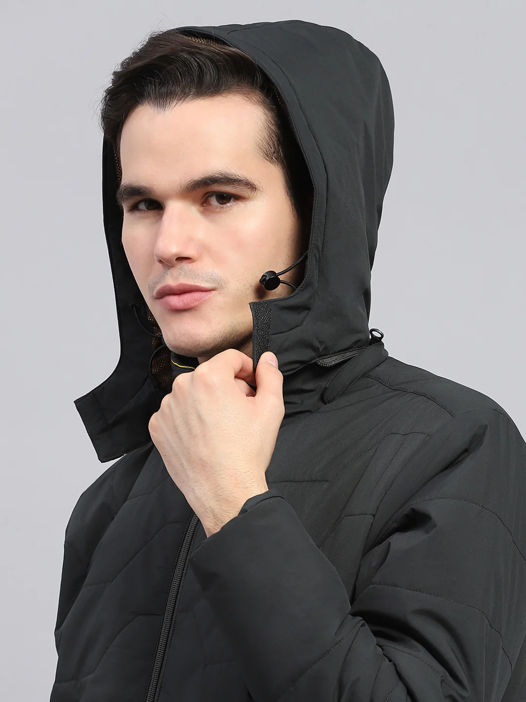 Men Olive Solid Detachable Hood Full Sleeve Jacket - Image 8