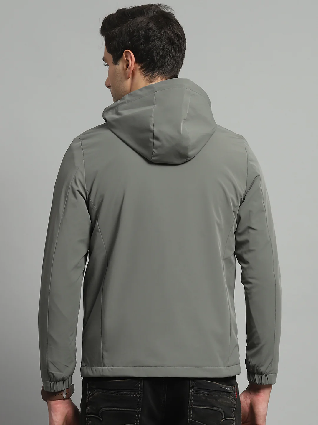 Luxuria Men Olive Solid Detachable Hood Full Sleeve Jacket - Image 5