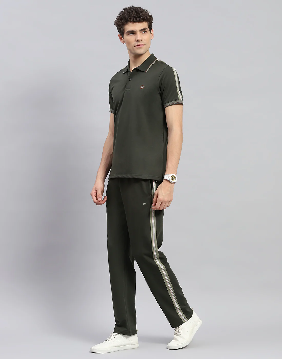 Men Olive Solid Half Sleeve Lower Set - Image 3