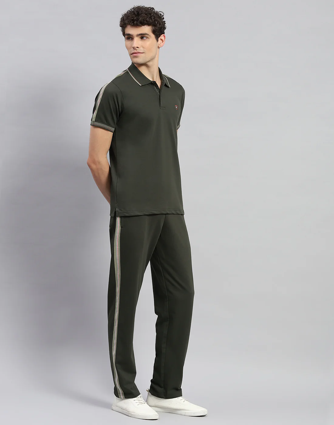 Men Olive Solid Half Sleeve Lower Set - Image 4