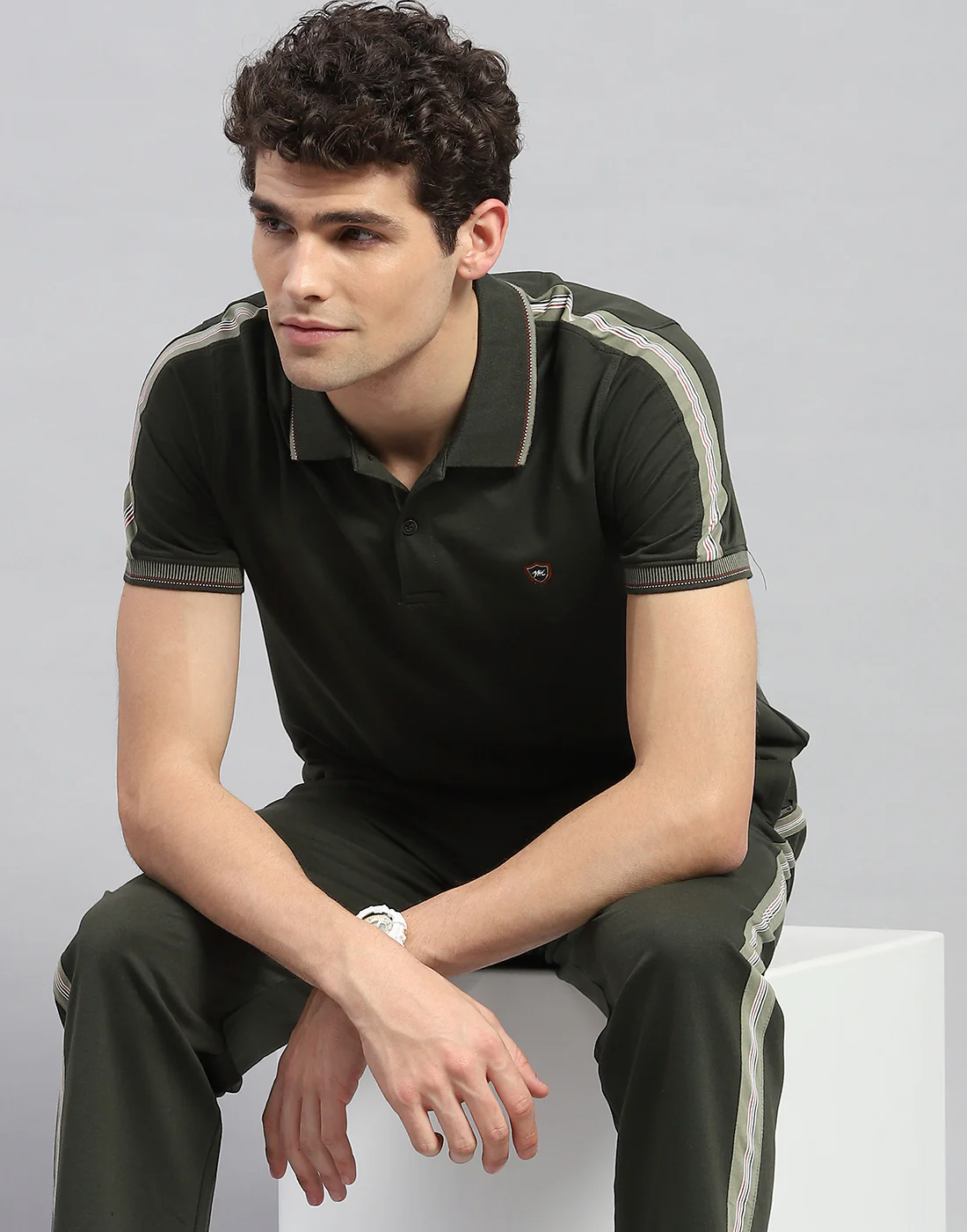 Men Olive Solid Half Sleeve Lower Set - Image 6