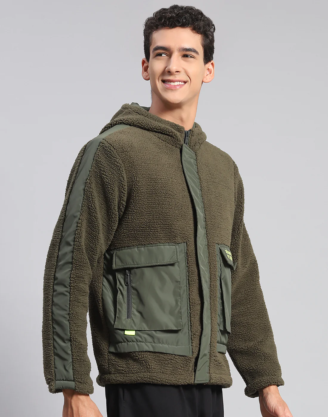 Rock.it Men Olive Solid Hooded Full Sleeve Jacket - Image 5