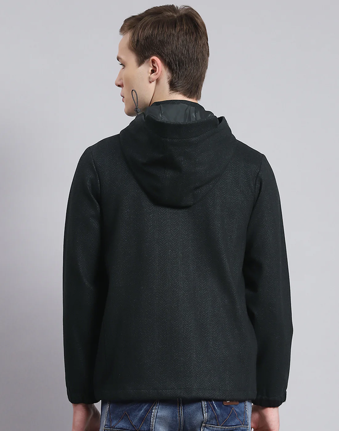 Men Olive Solid Hooded Full Sleeve Jacket - Image 5