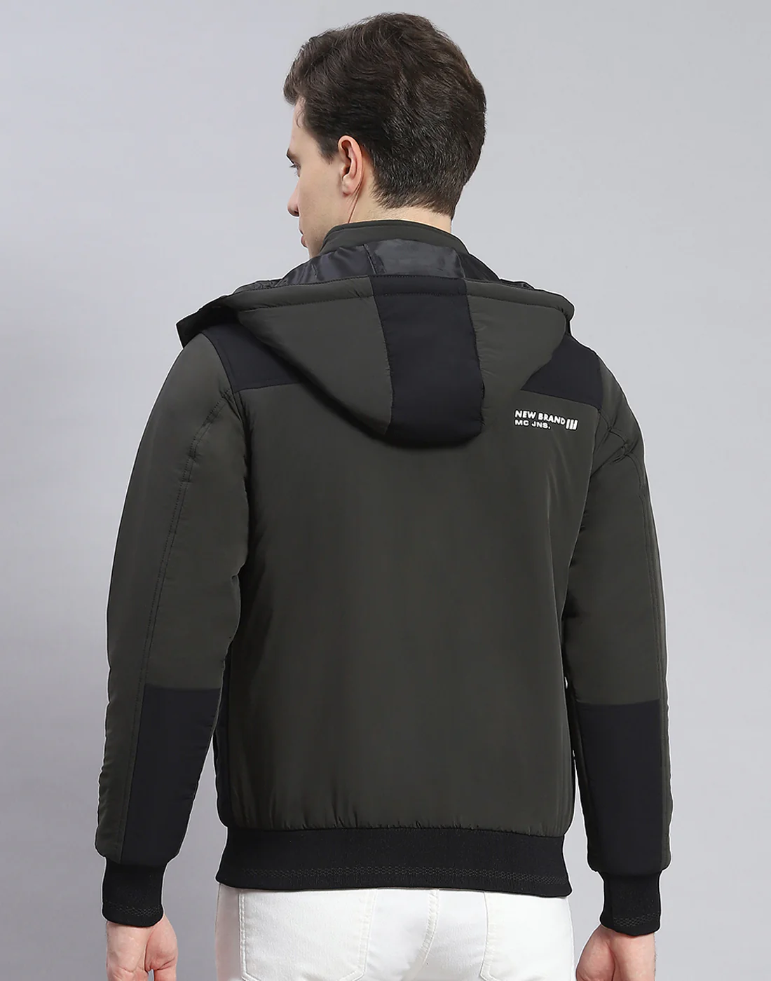 Men Olive Solid Hooded Full Sleeve Jacket - Image 5