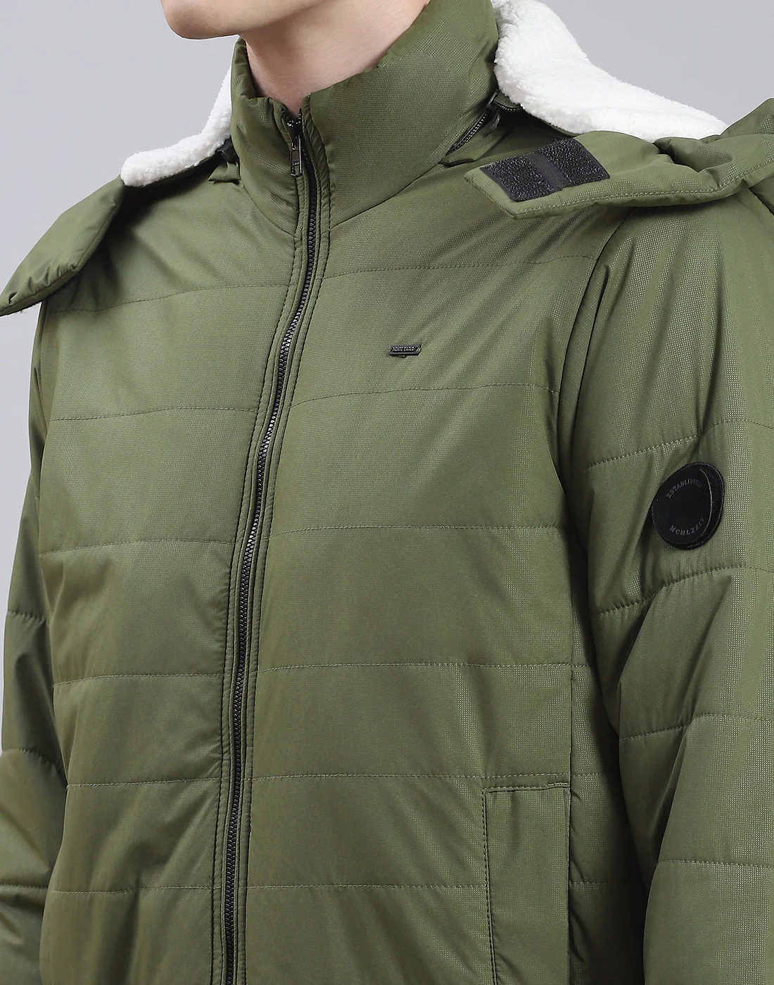 Men Olive Solid Hooded Full Sleeve Jacket - Image 7
