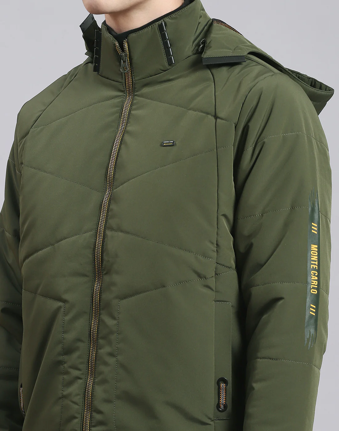 Men Olive Solid Hooded Full Sleeve Jacket - Image 7