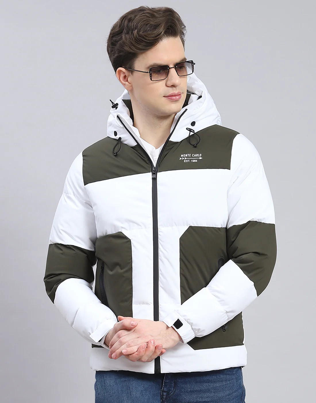 Men Olive Solid Hooded Full Sleeve Jacket - Image 2