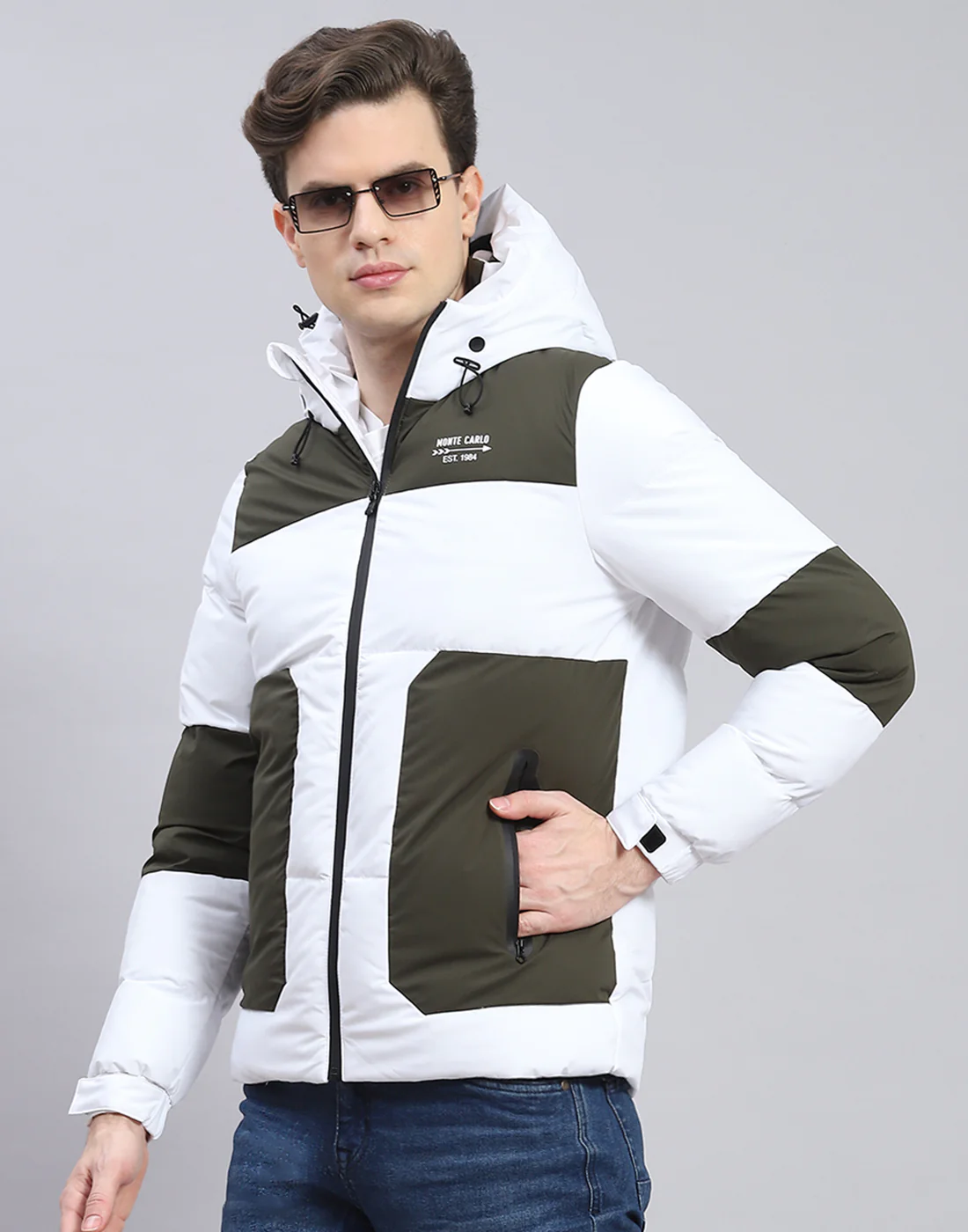 Men Olive Solid Hooded Full Sleeve Jacket - Image 3