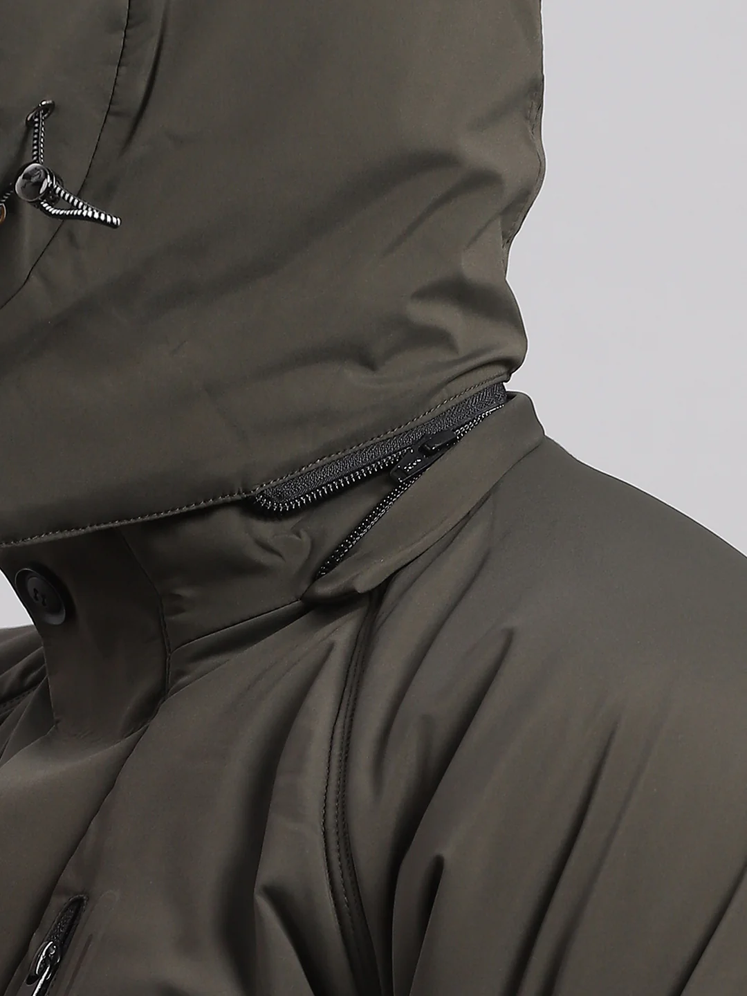 Men Olive Solid Hooded Full Sleeve Jacket - Image 7