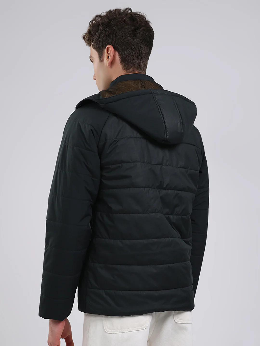 Men Olive Solid Hooded Full Sleeve Jacket - Image 5
