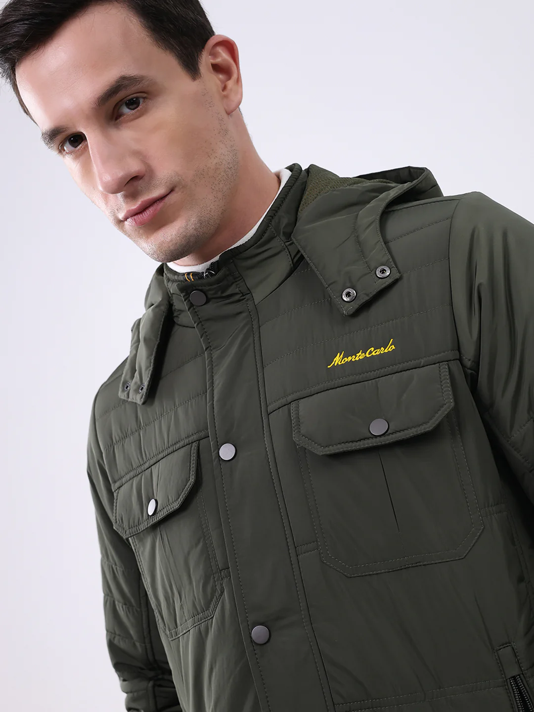 Men Olive Solid Hooded Full Sleeve Jacket - Image 6