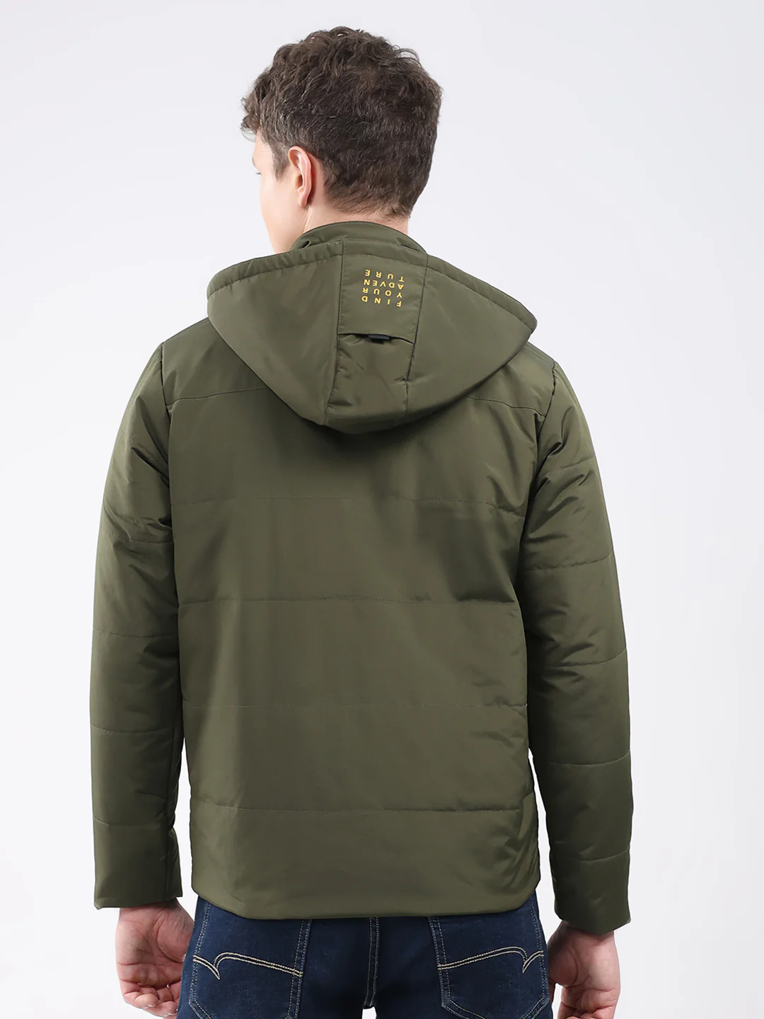 Men Olive Solid Hooded Full Sleeve Jacket - Image 5