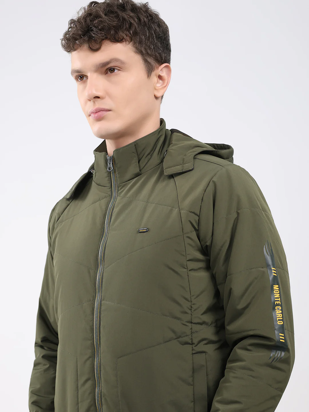Men Olive Solid Hooded Full Sleeve Jacket - Image 7