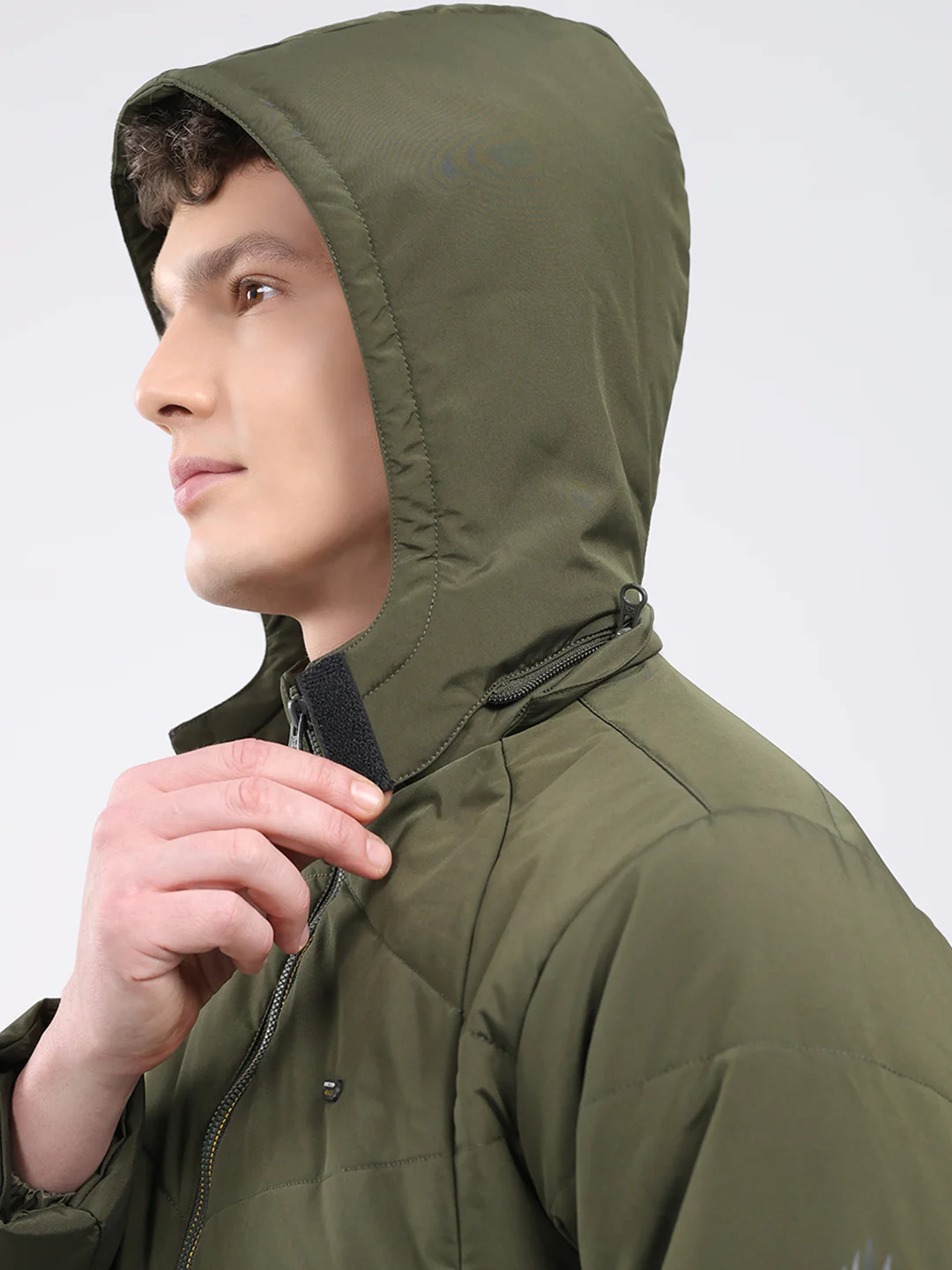 Men Olive Solid Hooded Full Sleeve Jacket - Image 8