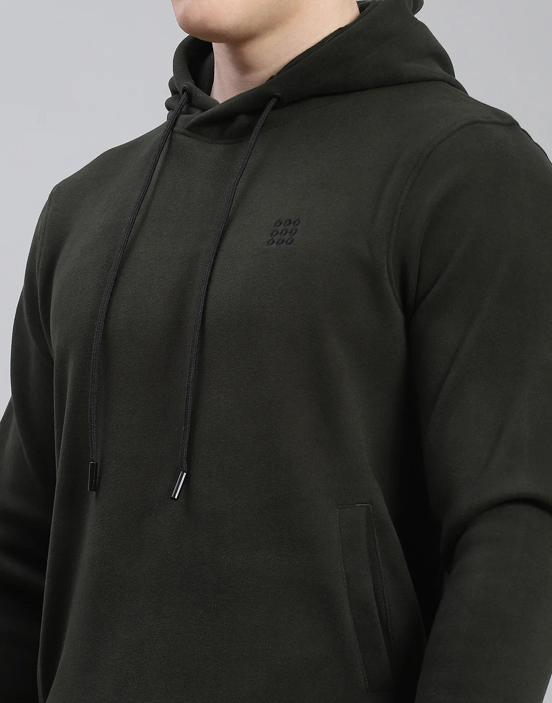Rock.it Men Olive Solid Hooded Full Sleeve Sweatshirt - Image 7