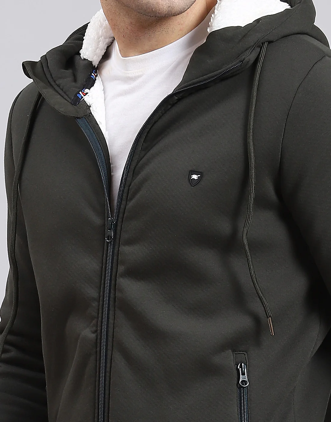 Men Olive Solid Hooded Full Sleeve Sweatshirt - Image 8