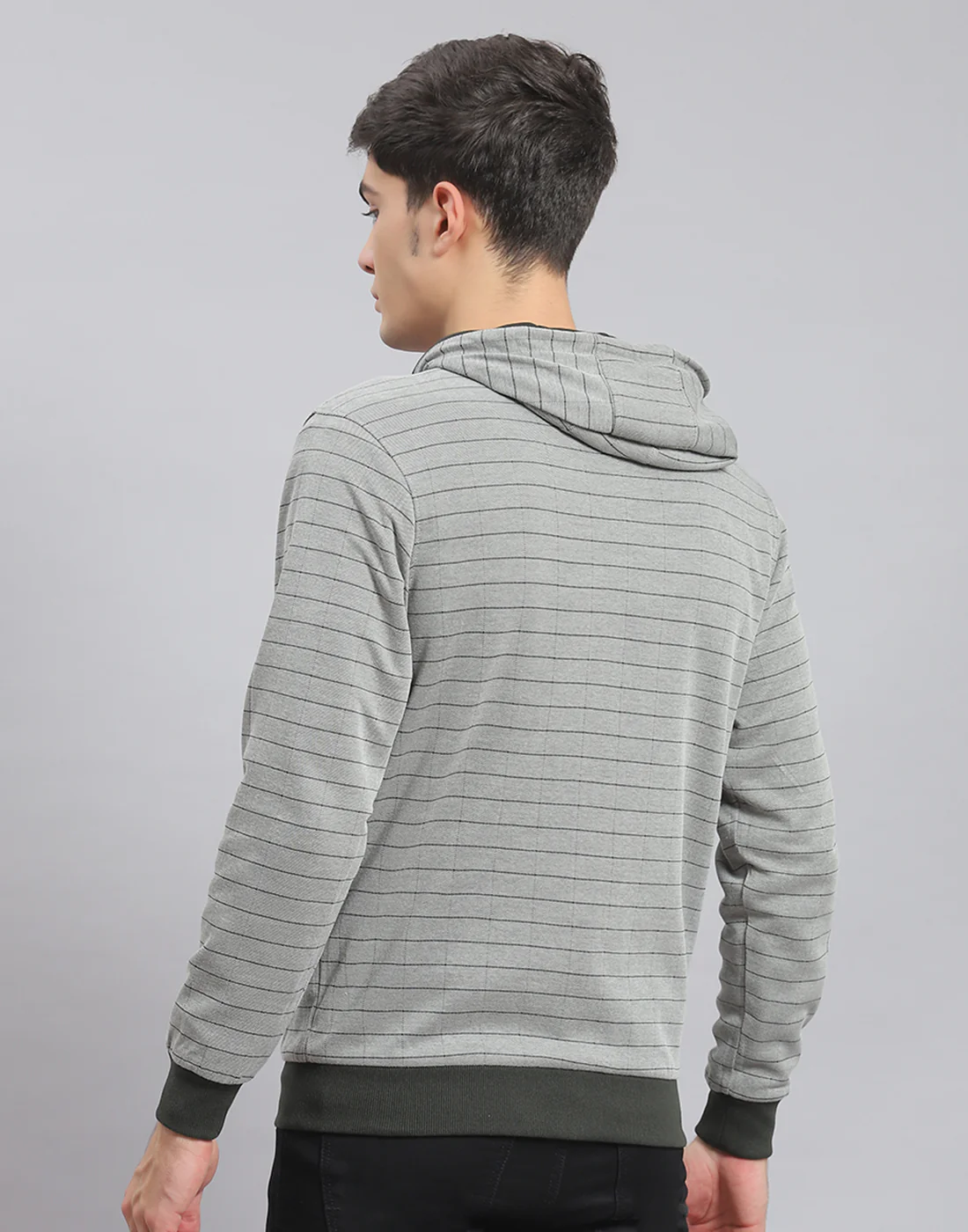 Men Olive Solid Hooded Full Sleeve Reversible Sweatshirt - Image 7