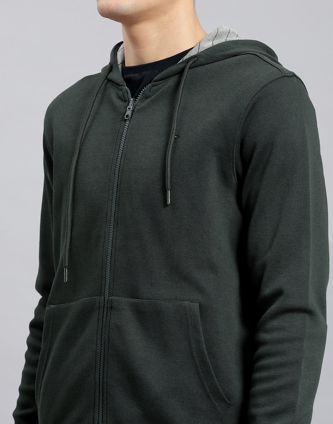 Men Olive Solid Hooded Full Sleeve Reversible Sweatshirt - Image 8