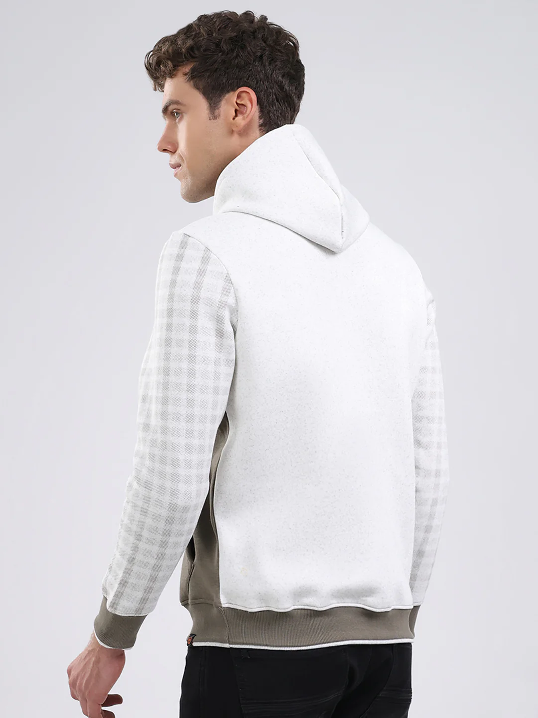 Men Olive Solid Hooded Full Sleeve Sweatshirt - Image 5