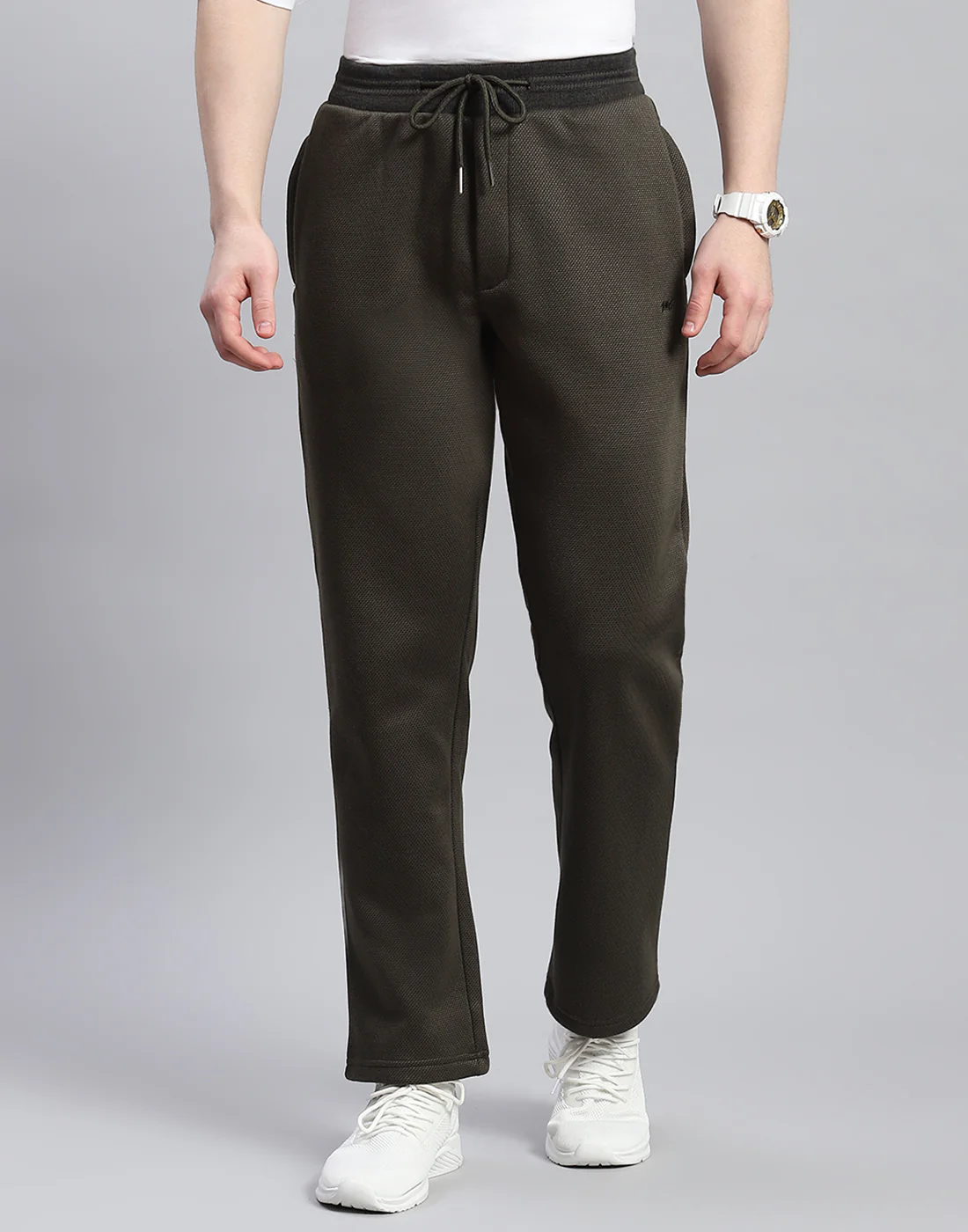 Men Olive Solid Hooded Full Sleeve Tracksuit - Image 7