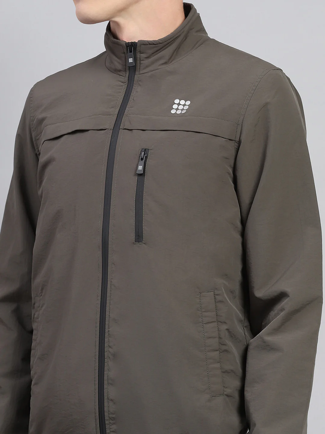 Rock.it Men Olive Solid Mock Neck Full Sleeve Jacket - Image 7