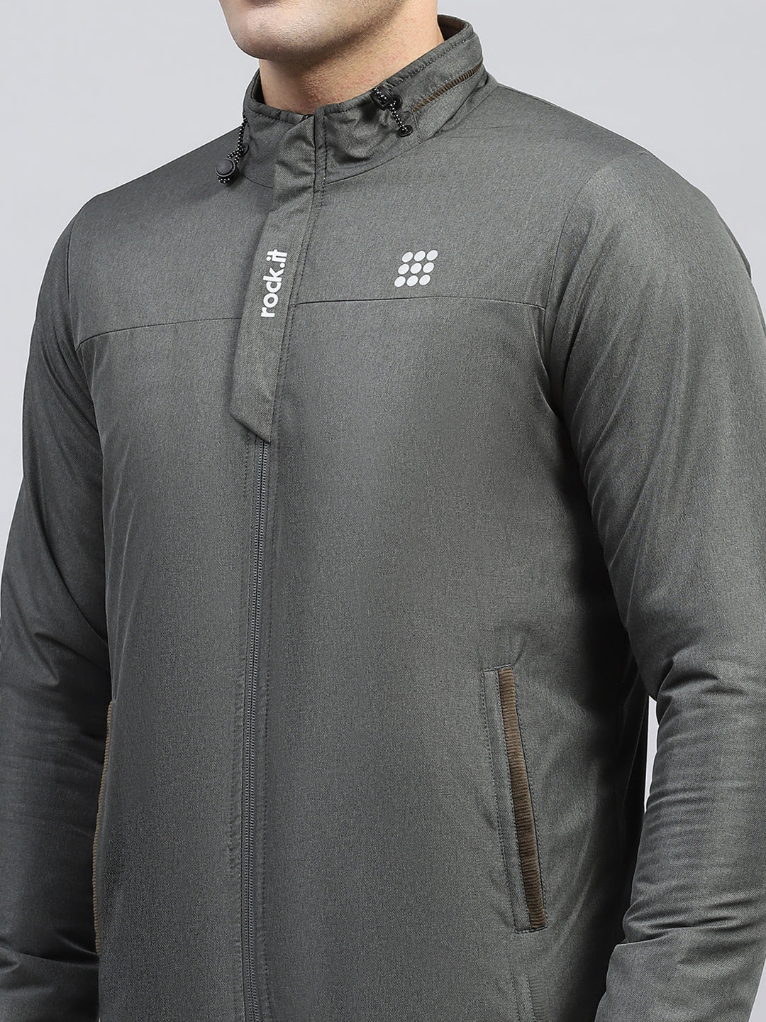 Rock.it Men Olive Solid Mock Neck Full Sleeve Jacket - Image 6