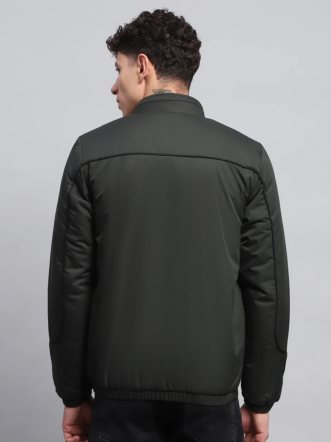 Rock.it Men Olive Solid Mock Neck Full Sleeve Jacket - Image 5
