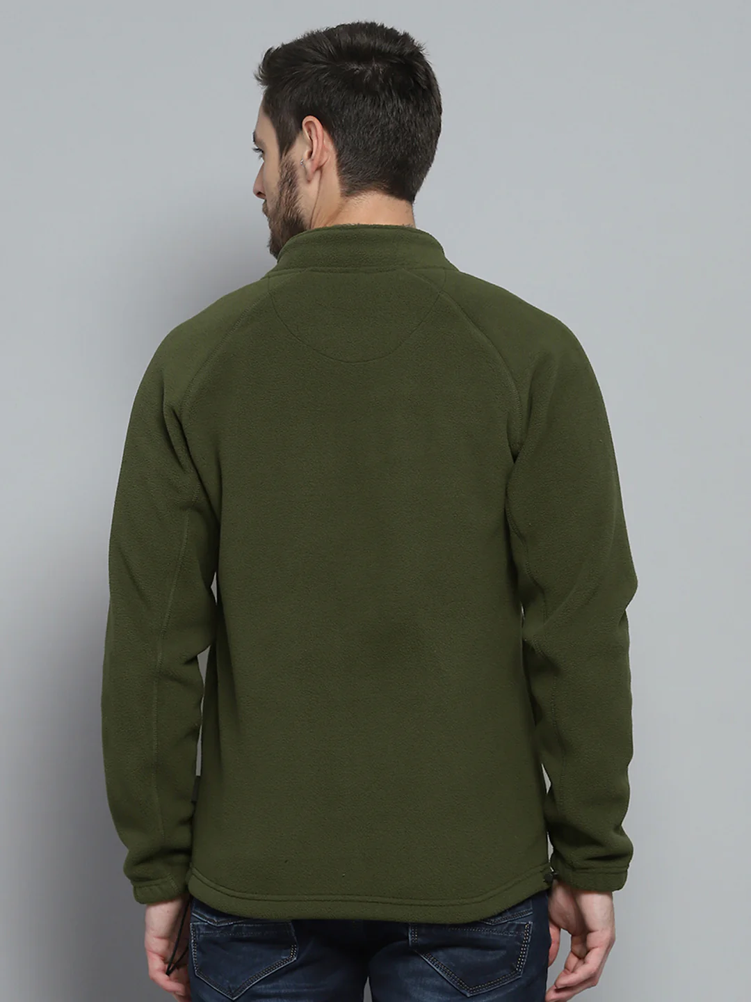 Rock.it Men Olive Solid Mock Neck Full Sleeve Sweatshirt - Image 5