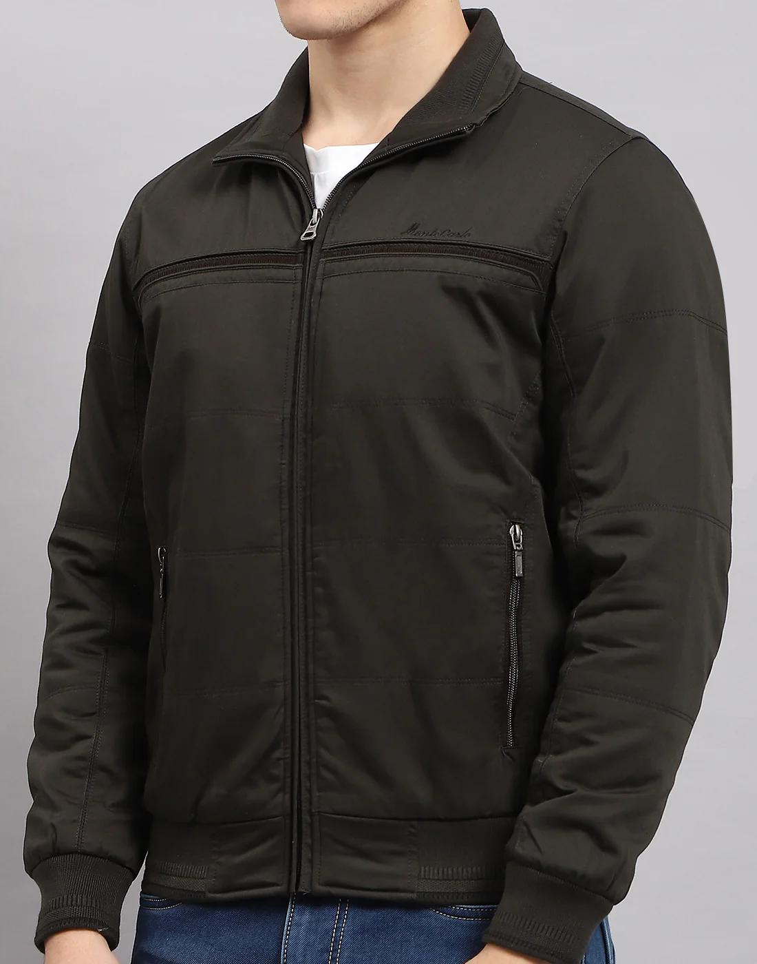 Men Olive Solid Collar Full Sleeve Jacket - Image 6