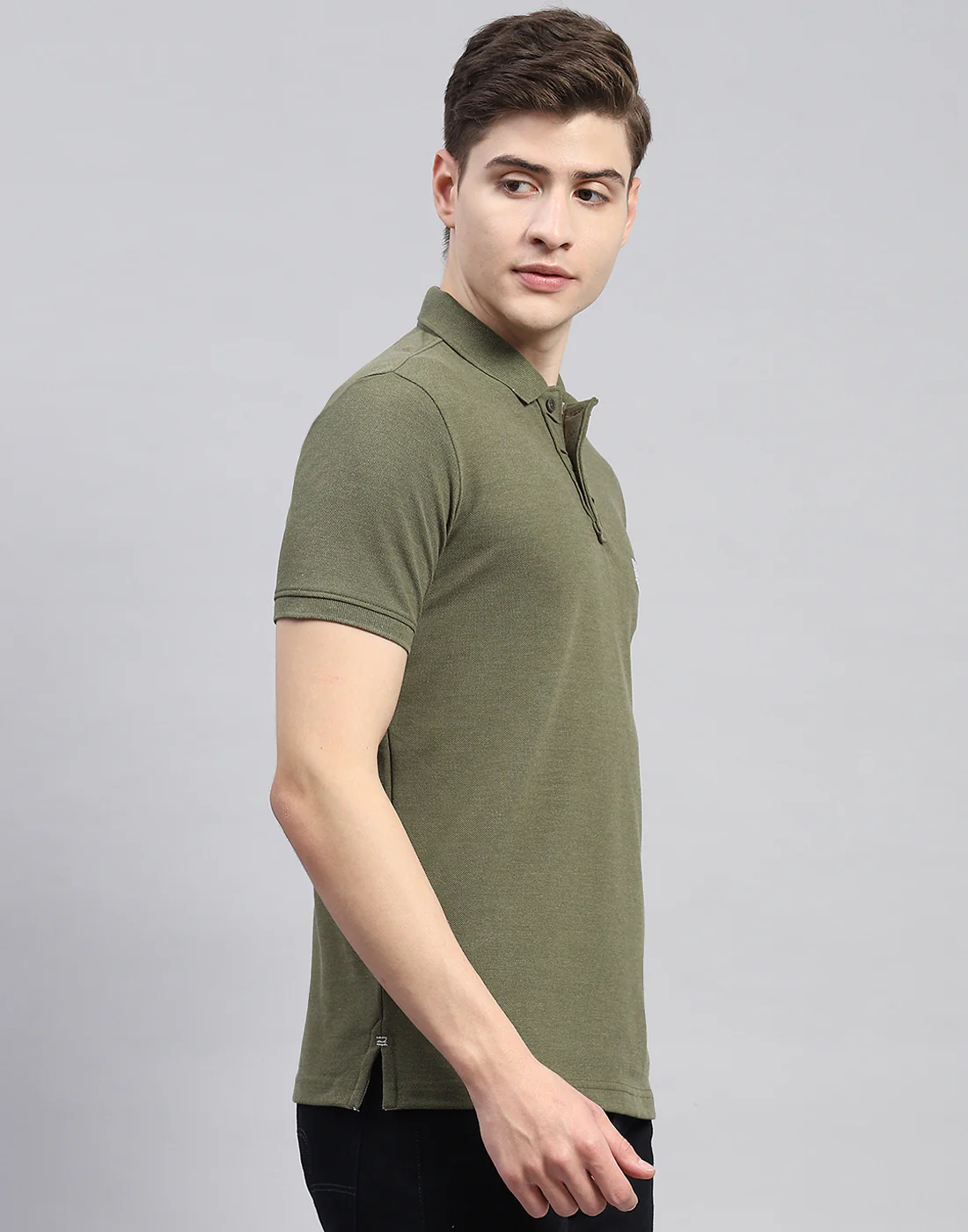 Rock.it Men Olive Solid Polo Collar Half Sleeve T-Shirt - Image 4