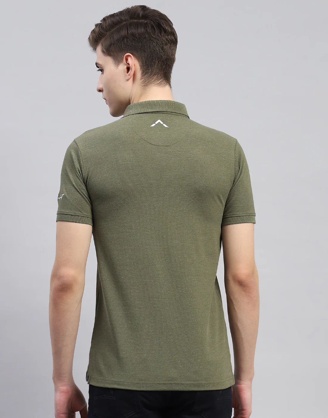 Rock.it Men Olive Solid Polo Collar Half Sleeve T-Shirt - Image 5