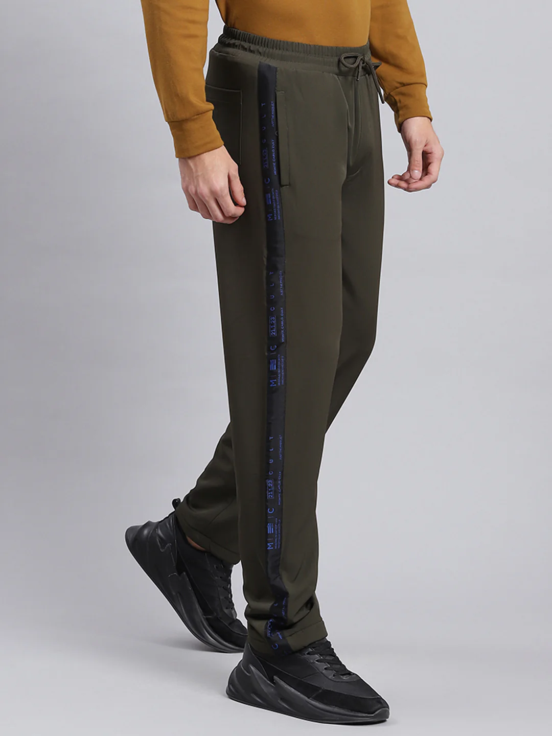 Men Olive Solid Polyester Blend Winter Lower - Image 3