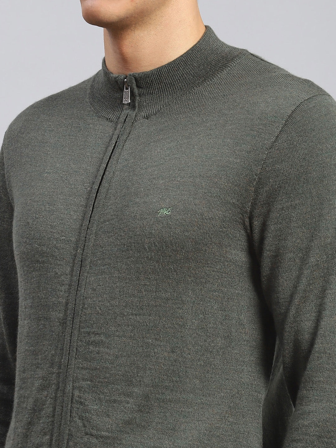 Men Olive Solid Pure wool Pullover - Image 6