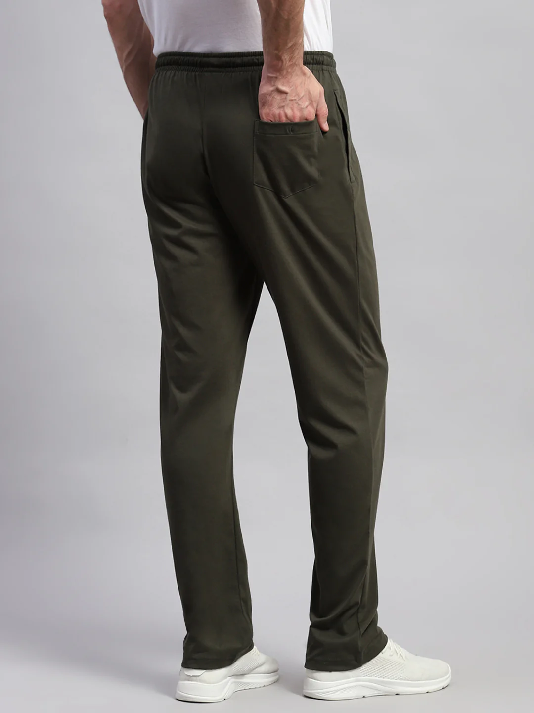 Men Olive Solid Regular Fit Lower - Image 5