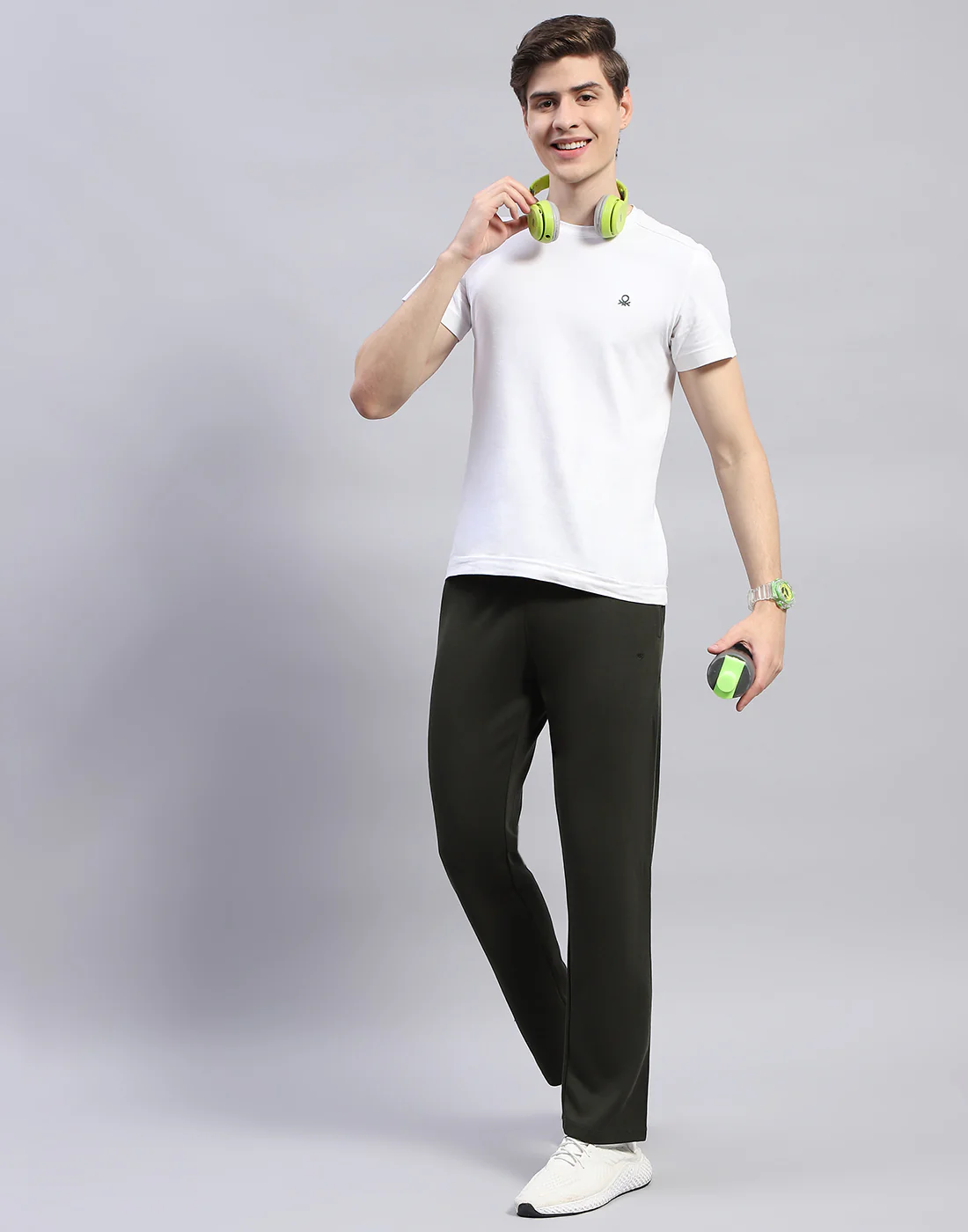 Men Olive Solid Regular Fit Lower - Image 2