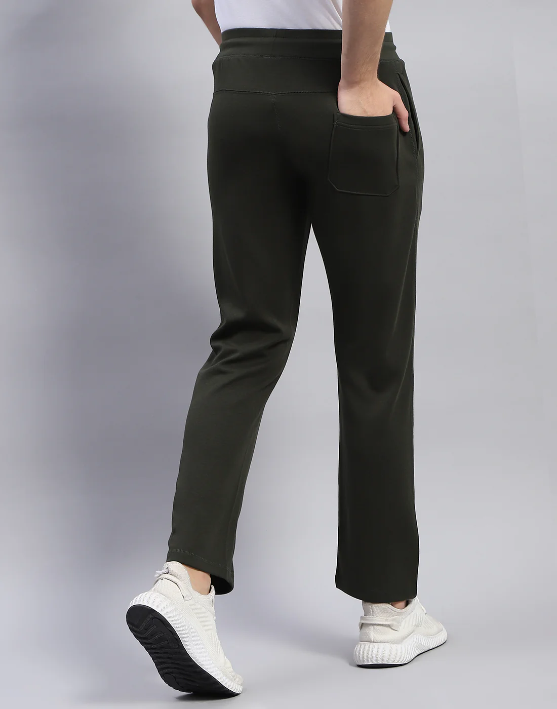 Men Olive Solid Regular Fit Lower - Image 5