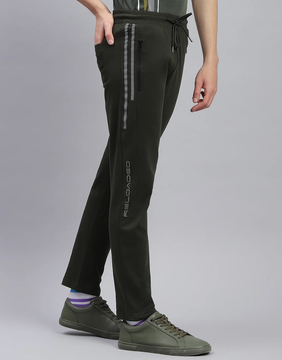 Men Olive Solid Regular Fit Lower - Image 5