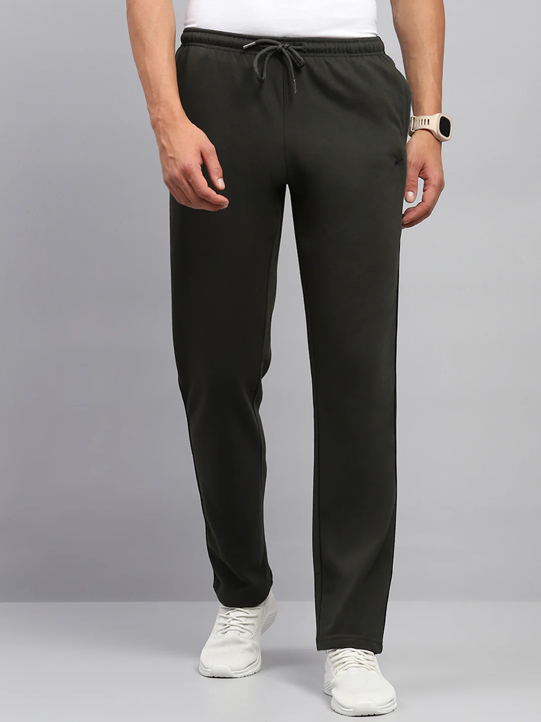 Men Olive Solid Regular Fit Lower - Image 2