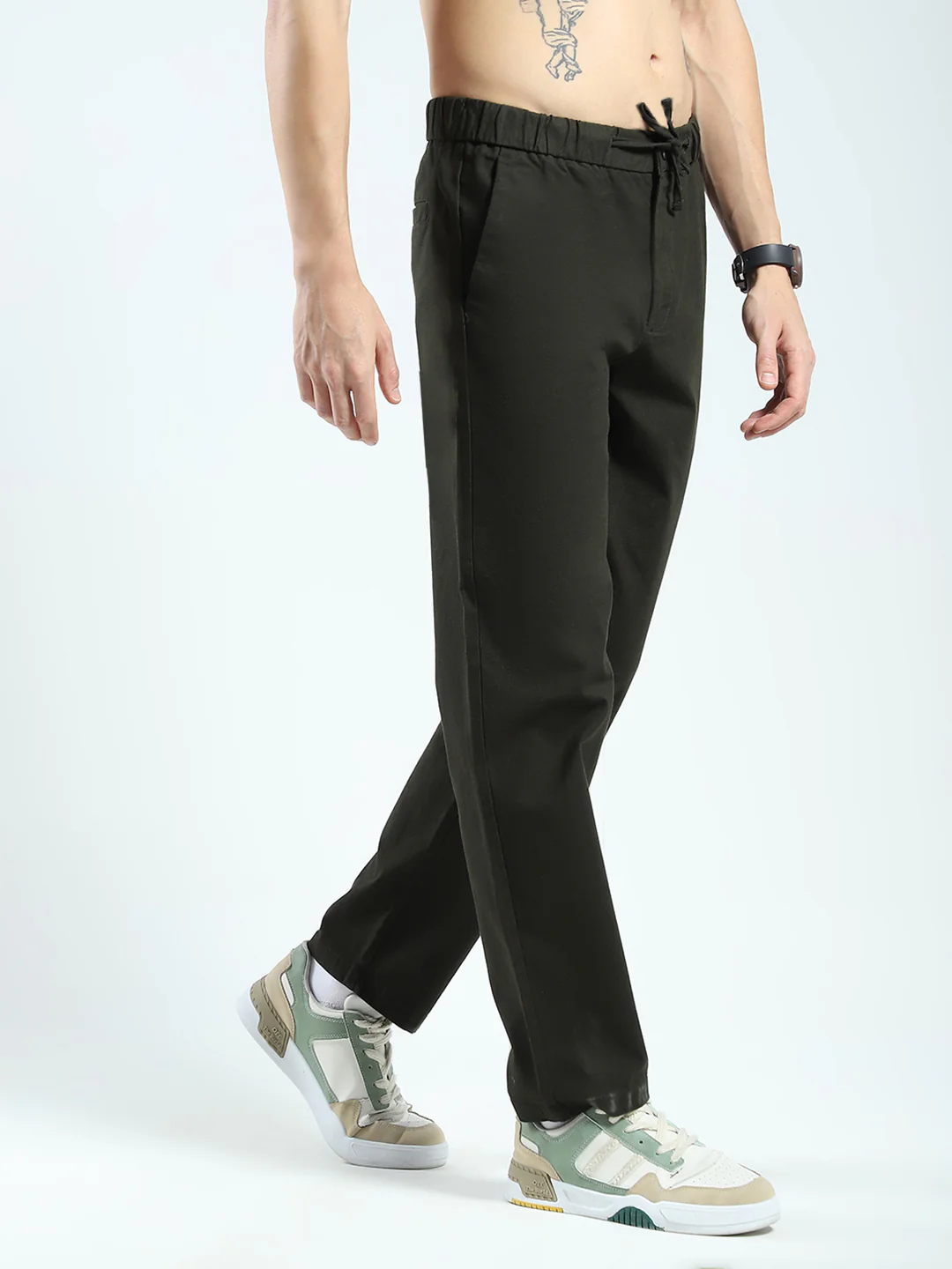 Rock.it Men Olive Solid Regular Fit Lower - Image 4