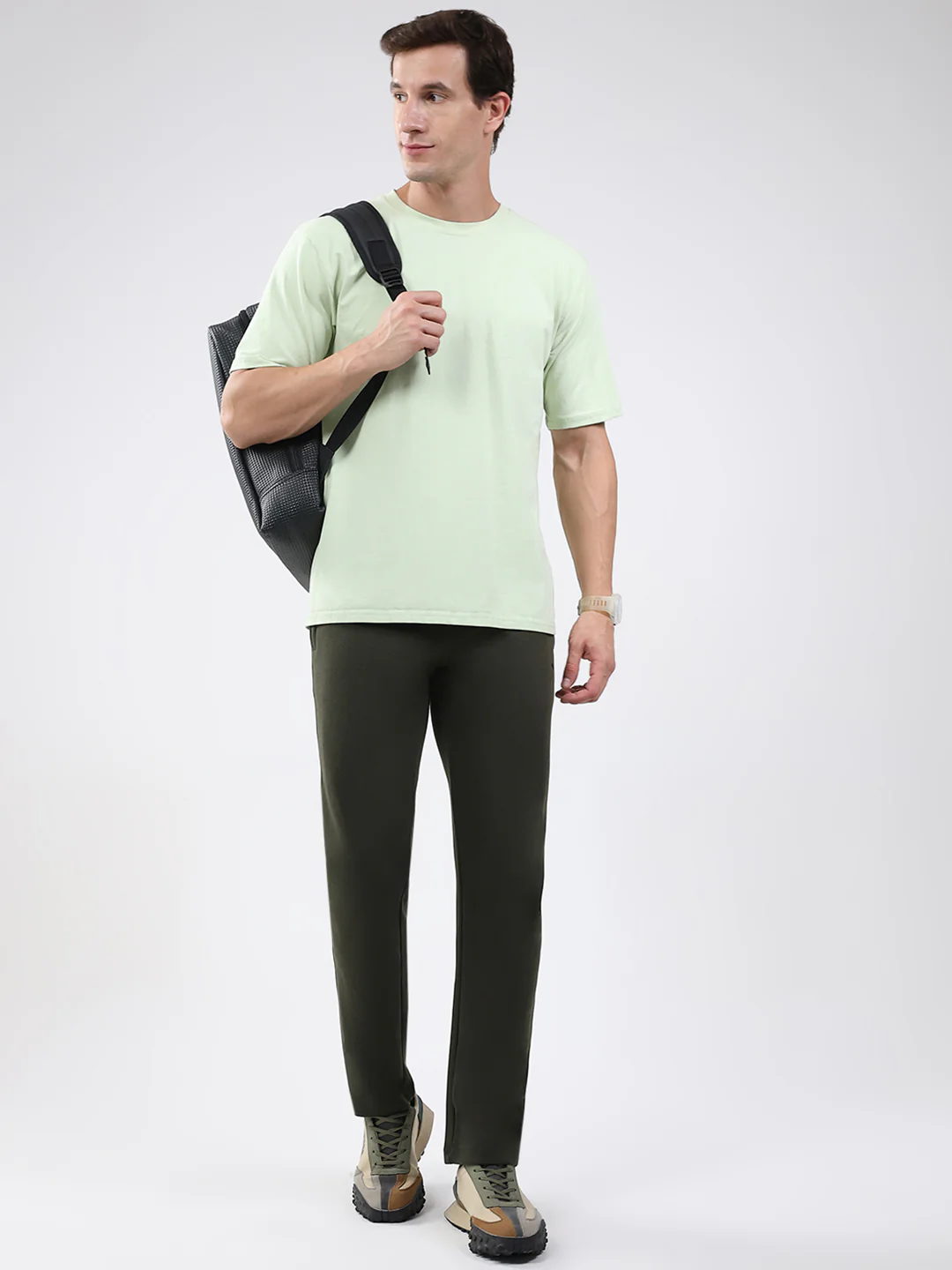 Men Olive Solid Regular Fit Lower - Image 2